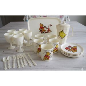 Winnie The Pooh Vtg 60s 28 Pc Playtime Plastic Tea Set Walt Disney Productions